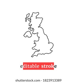 minimal editable stroke great britain icon. concept of united kingdom area or territory and uk badge or label. flat modern simplified logotype art design element isolated on white background