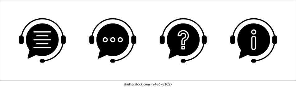 conjunto de iconos de línea directa de trazo editable mínimo, espesor de línea de cambio lineal plana operador simple logotipo gráfico diseño único aislado en blanco, concepto de cliente.