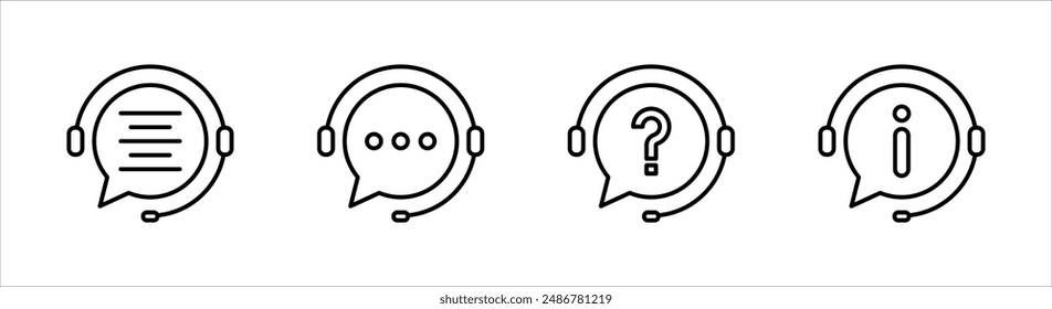 conjunto de iconos de línea directa de trazo editable mínimo, espesor de línea de cambio lineal plana operador simple logotipo gráfico diseño único aislado en blanco, concepto de cliente.