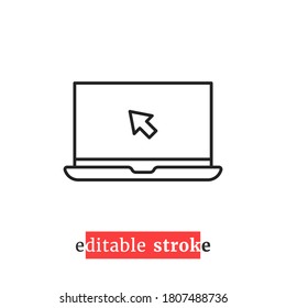 minimal editable stroke laptop icon. flat lineart style trend modern logotype graphic art design isolated on white background. concept of search engine optimization like seo and content marketing