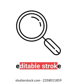 minimal editable stroke loupe icon. flat lineart modern logotype graphic art design element isolated on white background. concept of work or learning tool and examine pictogram and insight badge