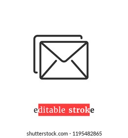 minimal editable stroke mail icon. concept of you've got mail with change line thickness. flat lineart style trend modern address inbox logotype graphic ui design element isolated on white background