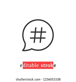 minimal editable stroke relevant icon. flat change line thickness logotype graphic lineart design art isolated on white. concept of short message for microblog or messanger and hot or viral content