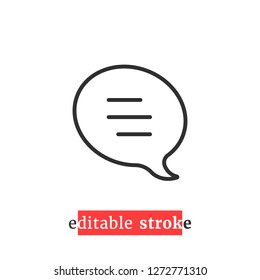 minimal editable stroke speech bubble icon. concept of single communication popup button shape for web. flat change line thickness style modern logotype graphic design isolated on white background