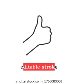 minimal editable stroke thumb up icon. lineart style trend modern simple logotype graphic art design isolated on white background. concept of social media or network button like first place or follow