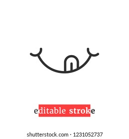 minimal editable stroke tongue icon. concept of yummy meal like yum-yum and abstract label for dinner or lunch. flat trend change line thickness logotype graphic lineart design art isolated on white