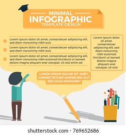 Minimal Education Infographic Template Design with various stationery and characters