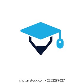 Minimal education logo design template, the concept for graduation. Pen, pencil, and cap iconic concept design