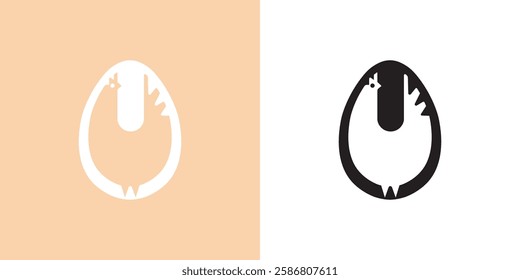 Minimal Egg Hen Logo Illustration