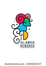 Minimal Eid Al-Adha greeting Design. Logo design for Eid Al-Adha celebration.