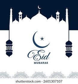 Minimal Eid Mubarak Post for Social Media 