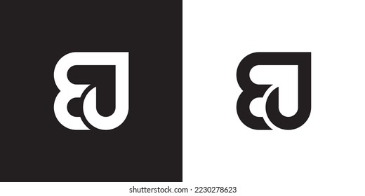 Minimal EJ logo. Icon of a JE letter on a luxury background. Logo idea based on the EJ monogram initials. Professional variety letter symbol and JE logo on black and white background.