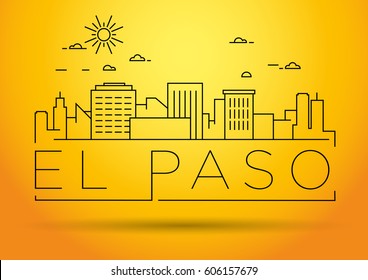 Minimal El Paso Linear City Skyline with Typographic Design