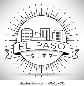 Minimal El Paso Linear City Skyline with Typographic Design