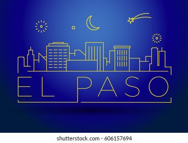 Minimal El Paso Linear City Skyline with Typographic Design