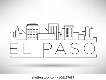 Minimal El Paso Linear City Skyline With Typographic Design