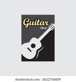 Minimal Electric Guitar Flat Vector Logo

