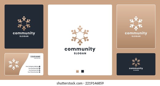 minimal elegance community logo design for people team, group
