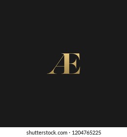 Minimal elegant AE black and gold color initial based letter icon logo 
