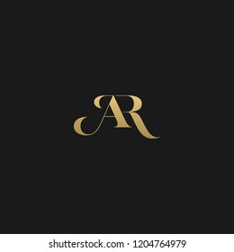 Minimal elegant AR black and gold color initial based letter icon logo 