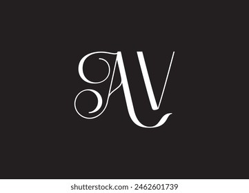 Minimal elegant AV black and gold color initial based letter icon logo