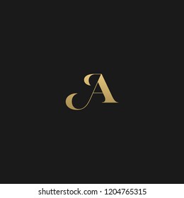 Minimal elegant A black and gold color initial based letter icon logo 