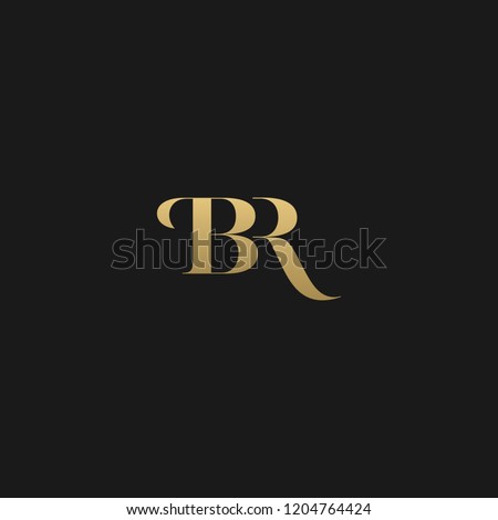 Minimal elegant BR black and gold color initial based letter icon logo 
