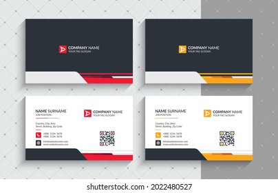 Minimal Elegant Business Cards. This Name Card Comes In Two Different Color Versions (Red and Orange) - Corporate Identity Template.