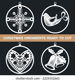 Minimal and elegant christmas ornaments. Set of four different shapes ready to cut.