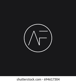 Minimal elegant clean connected circular shaped sports brand black and white color AF FA A F initial based letter icon logo.