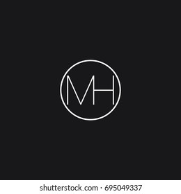 Minimal elegant clean creative connected circular shaped business brands black and white color HM M H initial based letter icon logo.