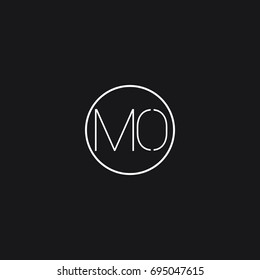 Minimal elegant clean modern circular shaped sports brands black and white color MO OM M O initial based letter icon logo.
