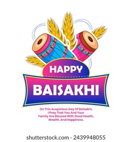 Minimal and Elegant Creative Vector Illustration Of Happy Baisakhi Punjabi Festival