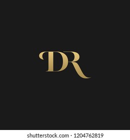 Minimal elegant DR black and gold color initial based letter icon logo 