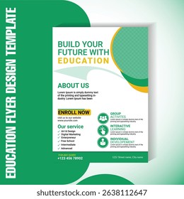 A minimal and elegant education flyer layout for schools, colleges, or online learning platforms. Perfect for marketing educational services and courses.