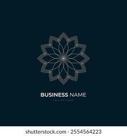 Minimal elegant flower logo for jewellery business. Emblem with petals and lines - luxury beauty spa concept logo design.