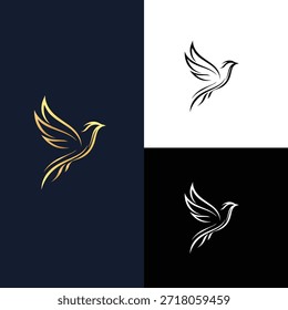 Diseño minimalista y elegante del logotipo del pájaro volador inspirado en el arte de línea de estilo fénix Este símbolo limpio y moderno representa la libertad, el crecimiento, el éxito, el poder, el lujo y los nuevos comienzos. Adecuado para la marca de negocios, empresas inmobiliarias, identidad corporativa, marcas de moda, empresas emergentes, empresas de tecnología y agencias creativas. Ilustración vectorial de Profesional ideal para logotipos, íconos, Sitios web e identidad de marca premium.