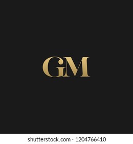 Minimal elegant GM black and gold color initial based letter icon logo