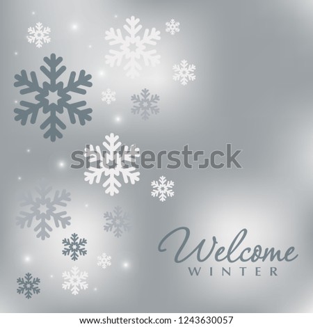 Minimal elegant holiday background.Snowflakes on silver backgrou
