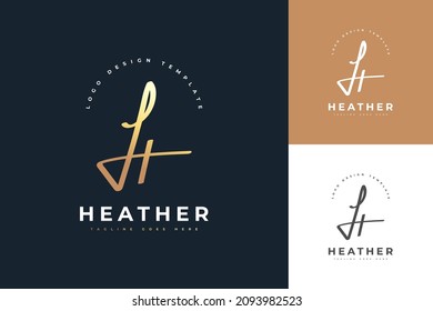 Diseño minimalista y elegante del logotipo de la letra inicial H con estilo de escritura a mano. Logotipo de firma manuscrita para identidad