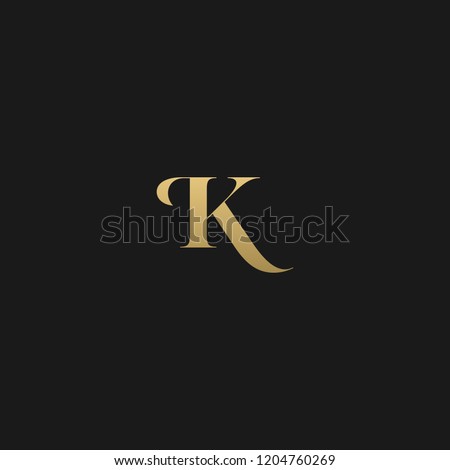 Minimal elegant K black and gold color initial based letter icon logo 