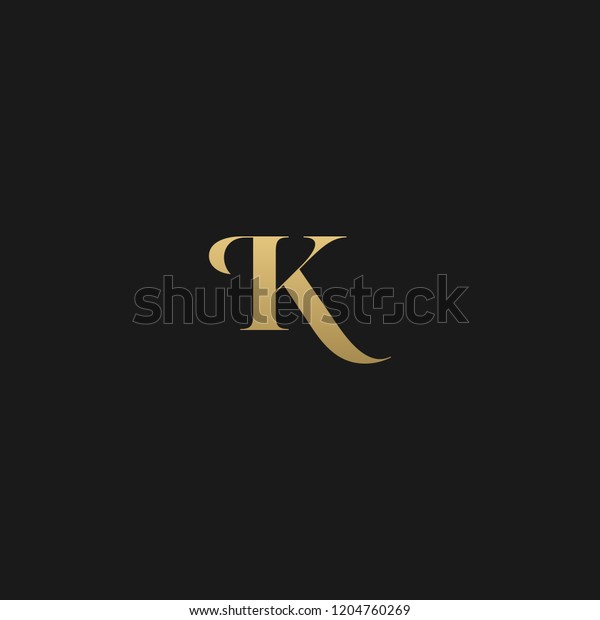 Minimal elegant K black and gold color initial based\
letter icon logo 