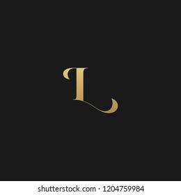 Minimal elegant L black and gold color initial based letter icon logo 