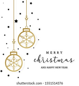 Minimal elegant merry christmas background with greeting text in black and white