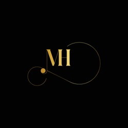 Minimal Elegant MH Or M And H Black And Gold Color Initial Based Letter Icon Logo