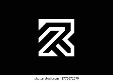 Minimal elegant monogram art logo. Outstanding professional trendy awesome artistic RZ ZR initial based Alphabet icon logo. Premium Business logo. White color on black background
