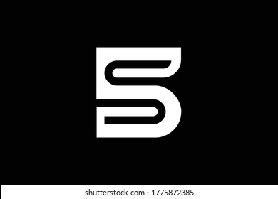 Minimal elegant monogram art logo. Outstanding professional trendy awesome artistic BS SB initial based Alphabet icon logo. Premium Business logo. White color on black background