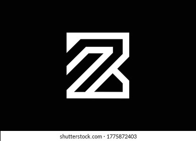Minimal elegant monogram art logo. Outstanding professional trendy awesome artistic BZ ZB initial based Alphabet icon logo. Premium Business logo. White color on black background
