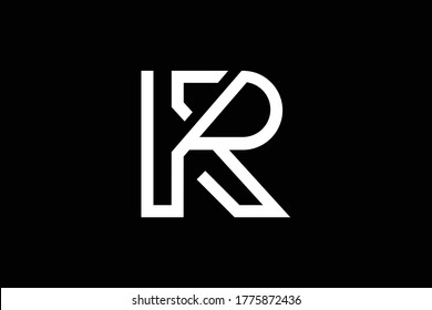 Minimal elegant monogram art logo. Outstanding professional trendy awesome artistic RK KR initial based Alphabet icon logo. Premium Business logo. White color on black background