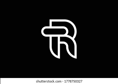 Minimal elegant monogram art logo. Outstanding professional trendy awesome artistic RT TR initial based Alphabet icon logo. Premium Business logo. White color on black background